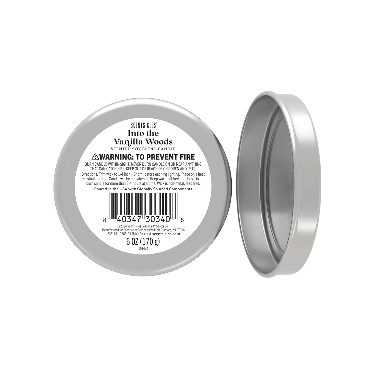 Scentsicles, Into The Vanilla Woods, 6 Oz Soy Blend Candle, 25 Hour Burn Time
