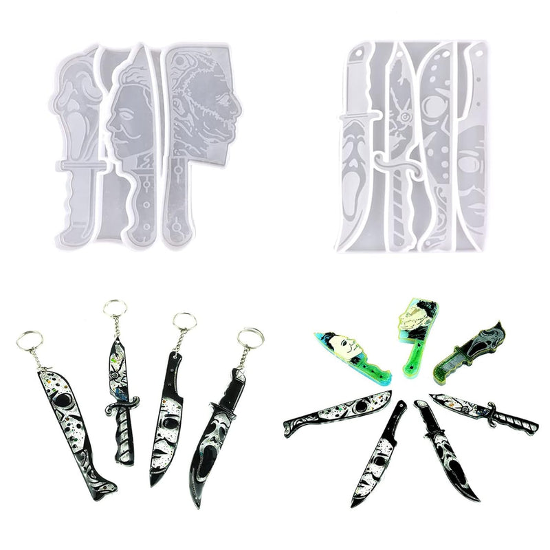 Dagger Resin Molds Keychain Epoxy Casting Mold Scary Knife Silicone Mold Jewelry Making Supplies Michael Myers For Diy Pendant Horror Halloween Decorations