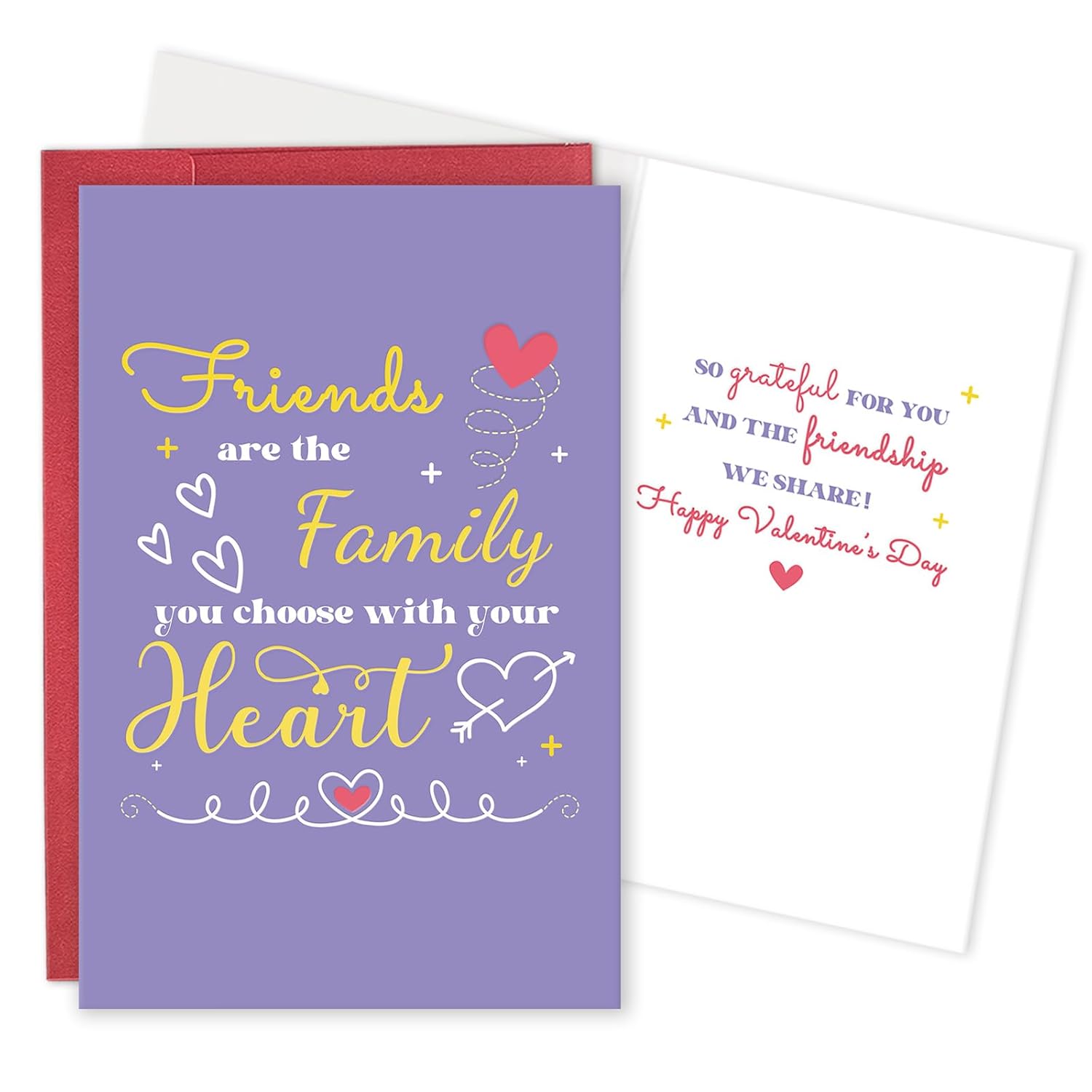 Friend Happy Valentine'S Day Card, Romantic Valentines Card For Friend, Galentines Gift For Bestie Sister, Friends Are The Family You Choose With Your Heart
