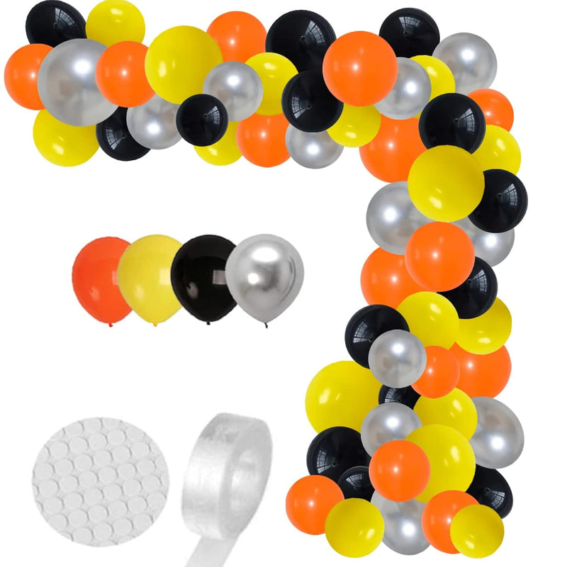 Orange Black Yellow Silver Balloons Garland Arch Kit - 122Pcs Orange Y