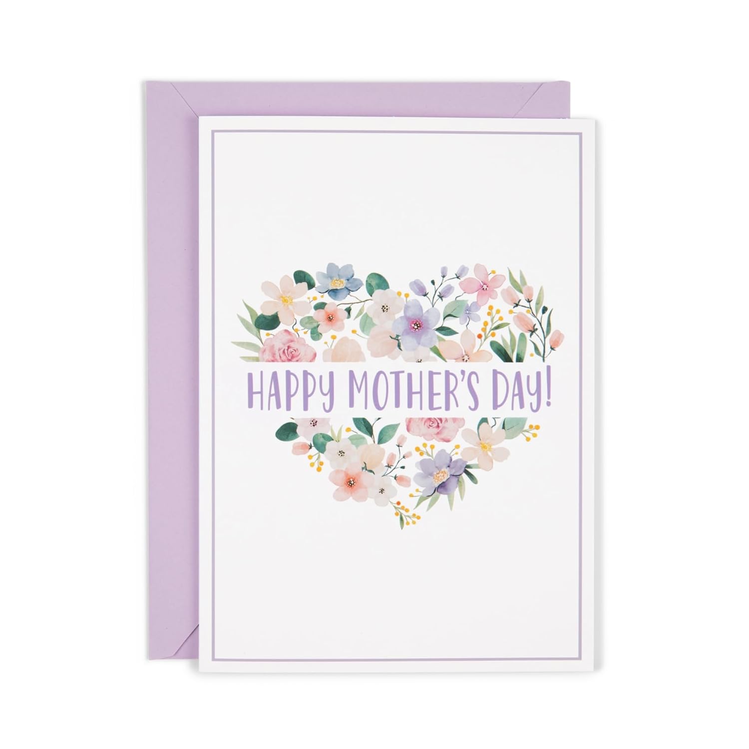 Mothers Day Card, Elegant Floral Heart Design, Thoughtful Greeting For Mom, Includes Envelope