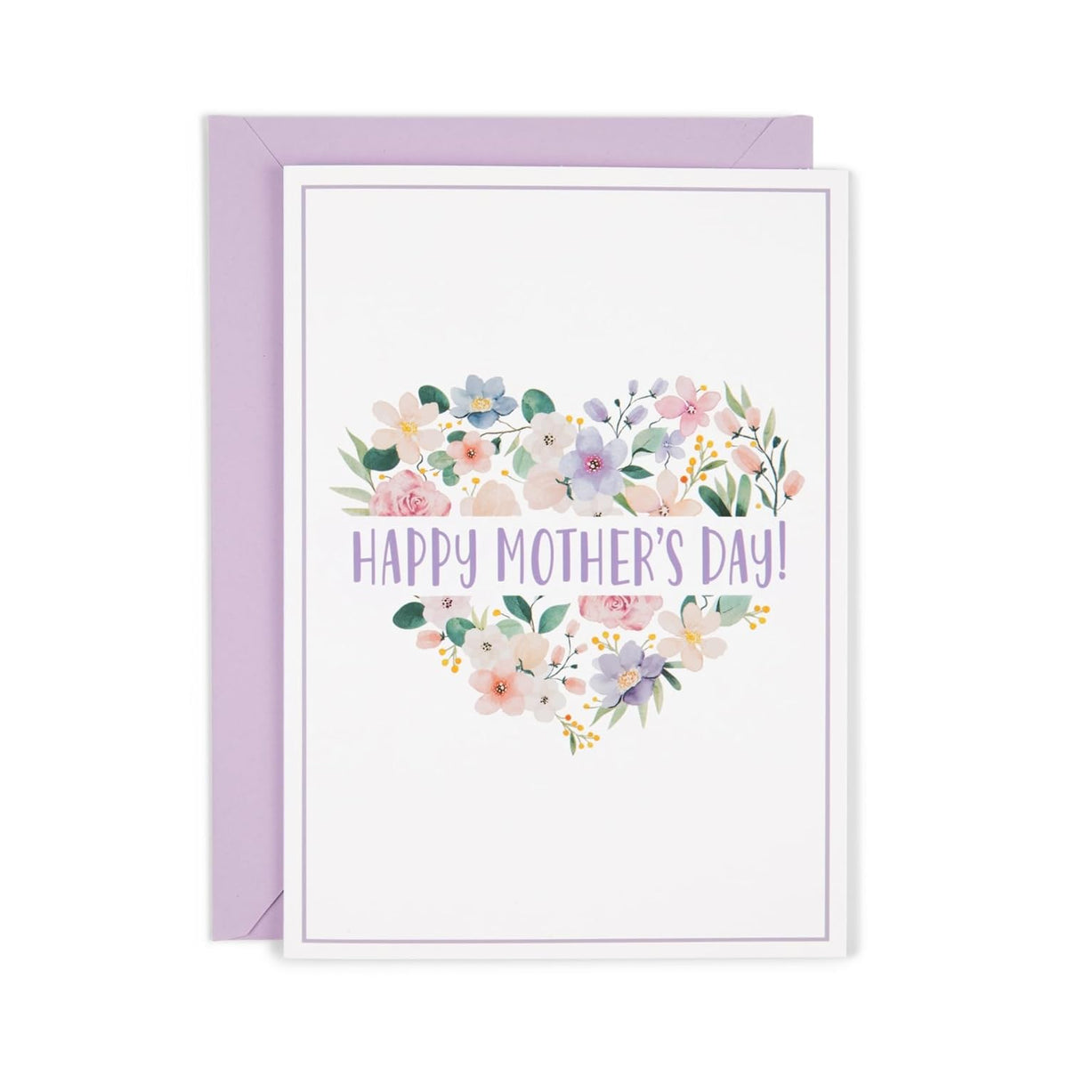 Mothers Day Card, Elegant Floral Heart Design, Thoughtful Greeting For Mom, Includes Envelope