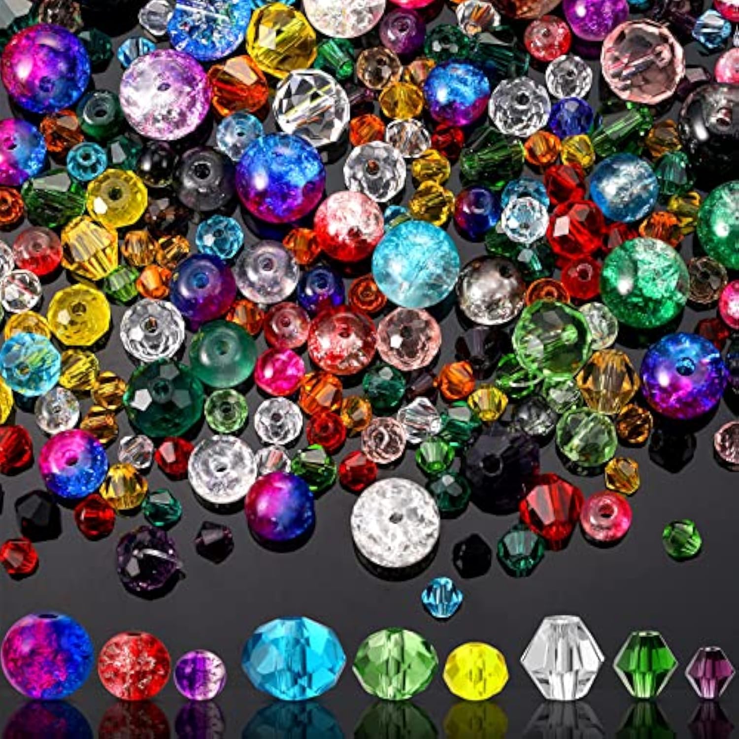 1300PCS Bicone Crystal Beads – Faceted Glass Beads for Jewelry & Crafts