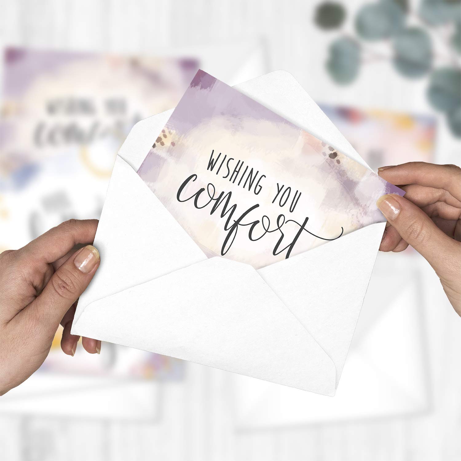 Simple Sentiments Greeting Cards / 25 Encouragement Card Pack With White Envelopes / 5 Thoughtful Designs / 5" X 7" Sympathy Thinking Of You Cards