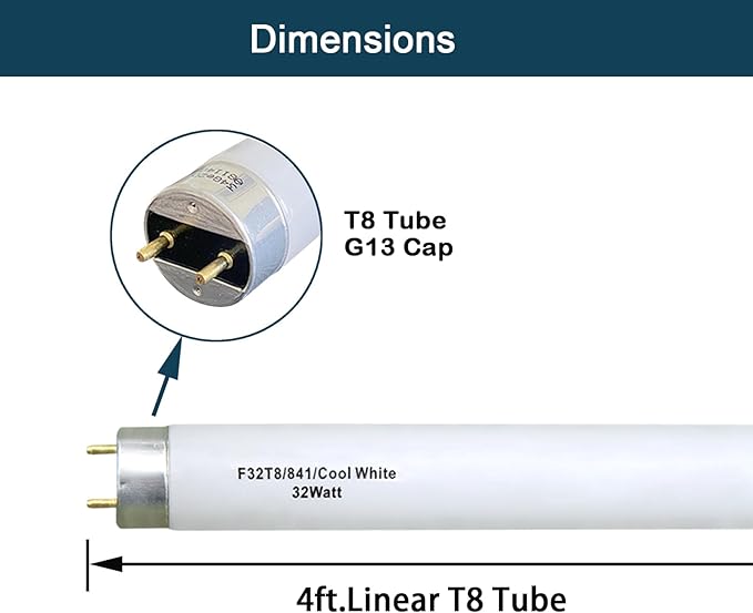 10 Pack F32T8 32W 48 Inch Fluorescent Light Bulbs 4100K Cool White G13 Medium Bi Pin Base