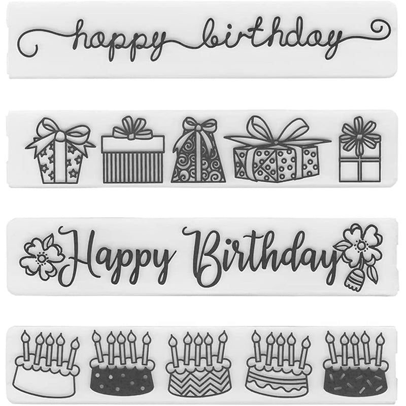 Linda 4Pcs/Set Happy Birthday Cake Box Candy Plastic Embossing Folders For Car