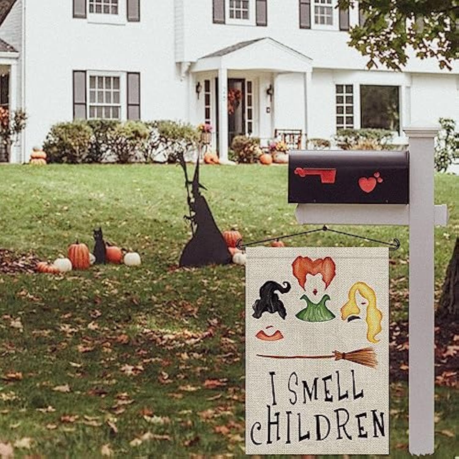 I Smell Children Halloween Garden Flag 12x18 Burlap Ghost Sanderson Sisters Decor