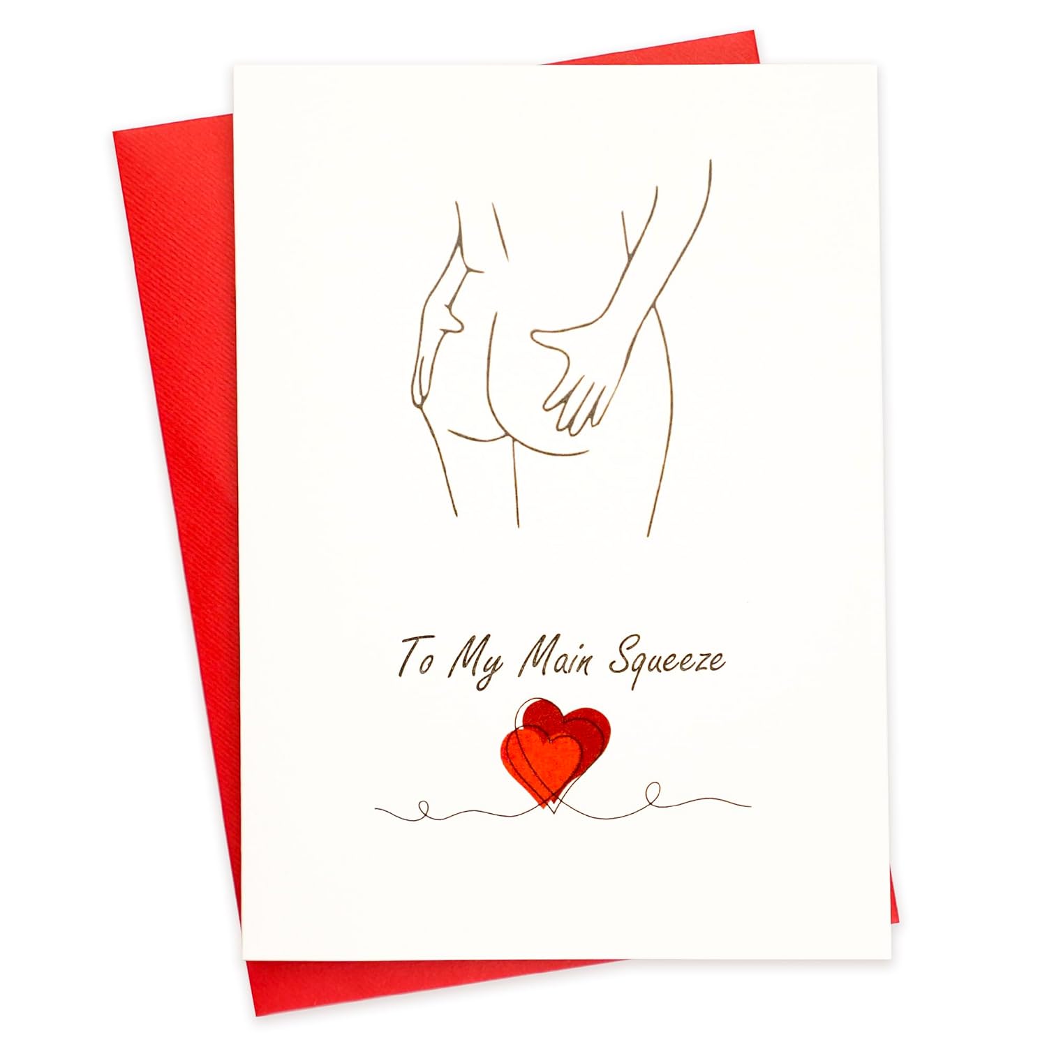 Valentines Day Cards For Him Her, Funny Anniversary Valentines Gifts For Girlfriend Boyfriend Husband Or Wife, “To My Main Squeeze” Romantic Naughty Love Card, Minimalist Line Art For Valentine’S Day