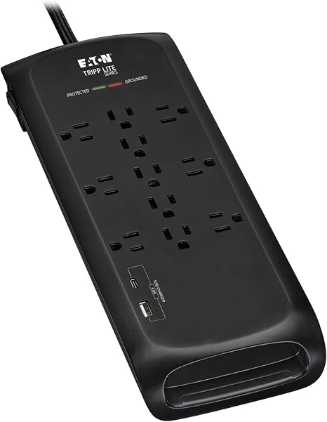 Surge Protector Power Strip 4200J 2 USB Ports 8 Ft Braided Extension Cord
