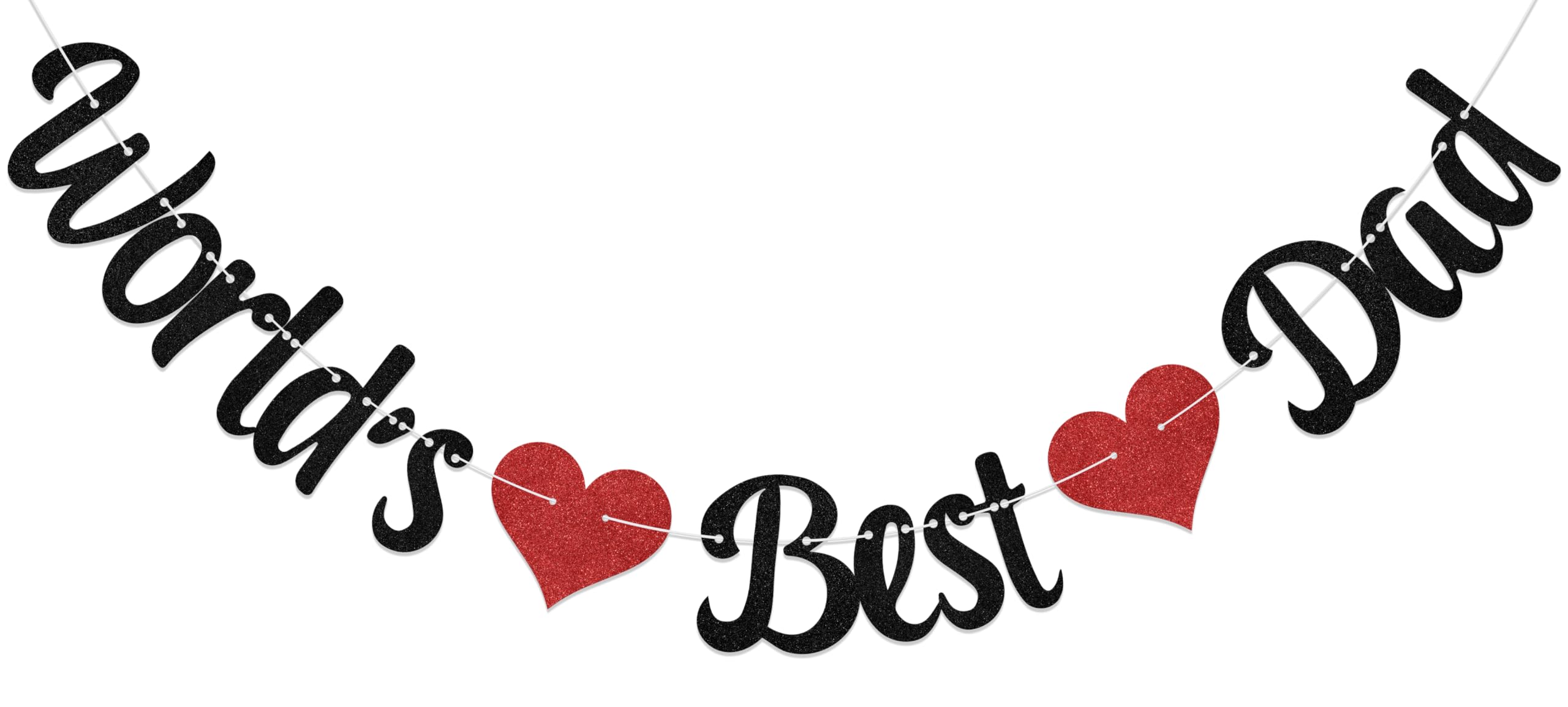 World's Best Dad Banner Happy Father's Day Decorations Father's Birthday Party Decorations Black & Red