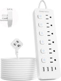 Cruise Approved Power Strip 6 Outlets 4 USB Ports USB C 6FT Extension Cord White