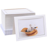 50 Count Photo Frame Cards With Envelopes 4X6 Paper Picture Frame Notecards Photo Card Holder And Envelopes Set For Christmas Greeting New Year Wedding Birthday Classroom Diy - White With Silver Lining