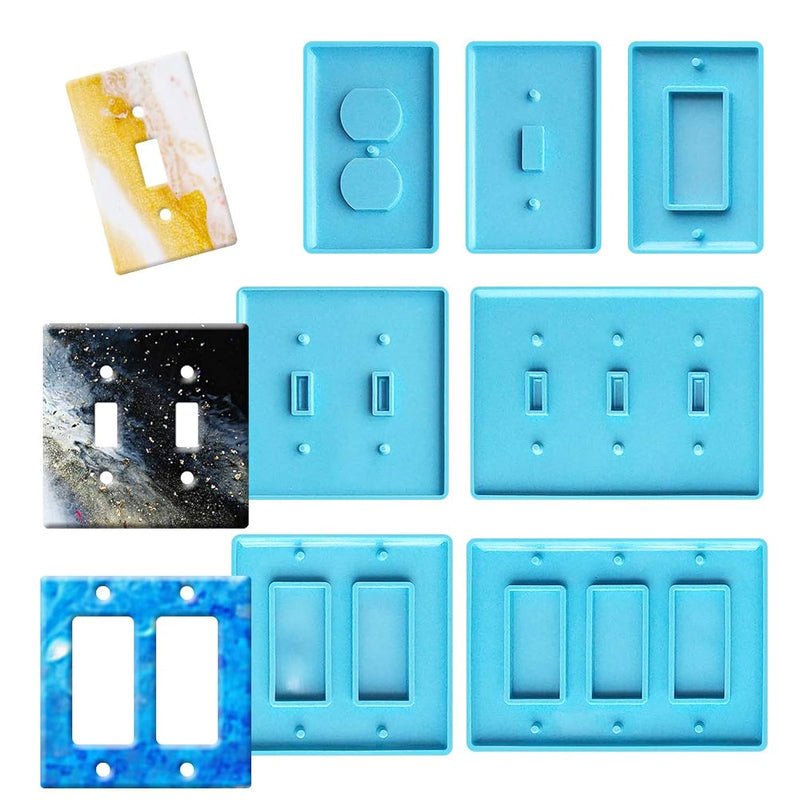 7Pcs Light Switch Cover Resin Molds,Switch Socket Panel Plaster Mold For Epoxy Resin,Switch Plate Silicone Mould Outlet Cover Molds For Diy Crafts Making Home Decor
