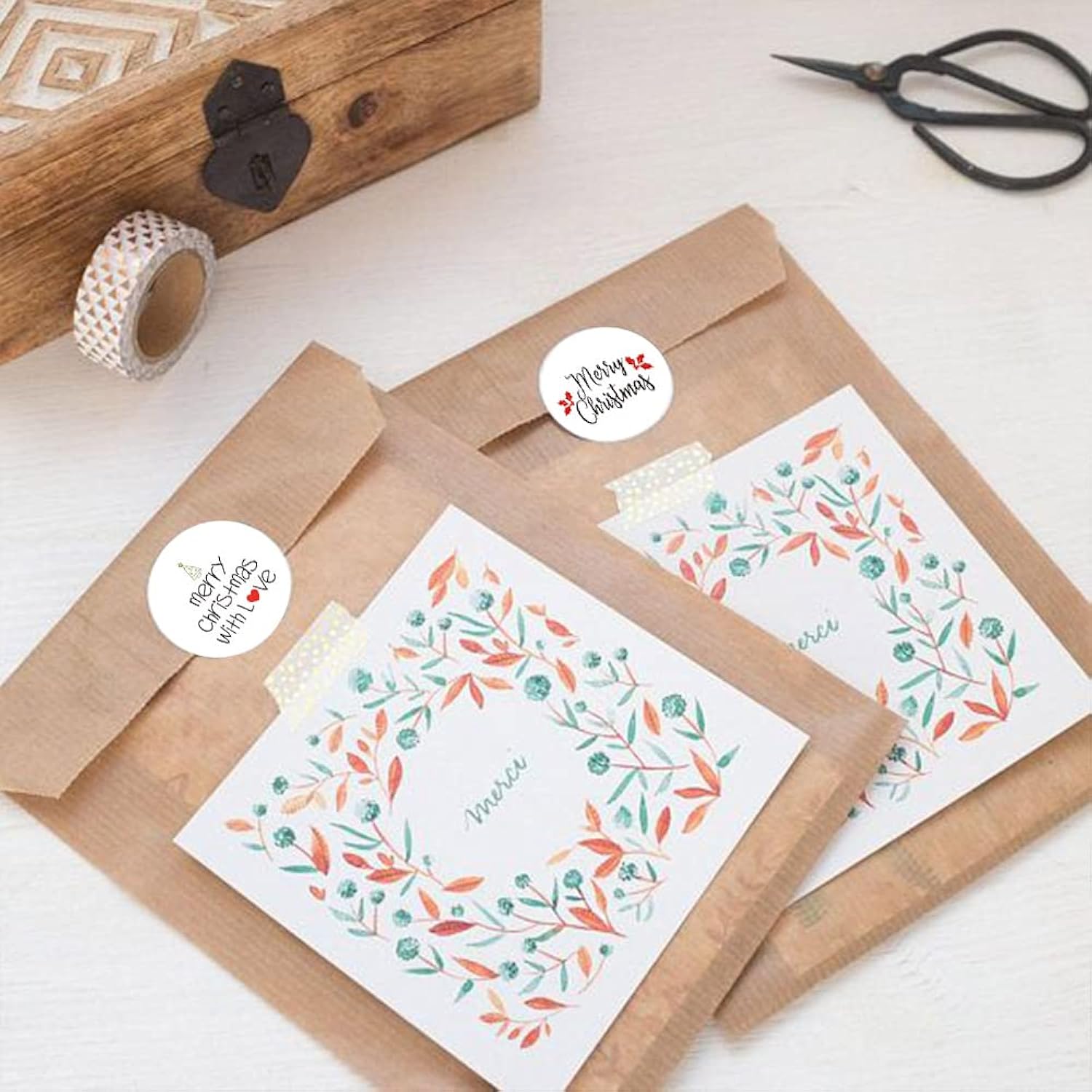 1360 Pcs Christmas Stickers Roll For Envelopes And Gifts Merry Christmas Ornament Stickers For Kids Holiday Stickers For Christmas Cards Present Boxes Party Favors