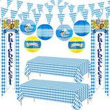 11Pcs Oktoberfest Decorations Kit Oktoberfest Decorations Party Supplies Paper Lanterns Tablecloths Bavarian Pennant Flag Banner For German Beers Home Yard Festival Party Accessories