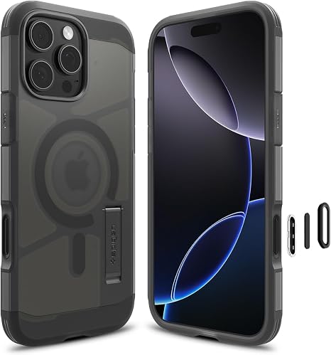 Tough Armor MagFit Case for Apple iPhone 16 Pro Frost Black with Tactile Camera Control Button