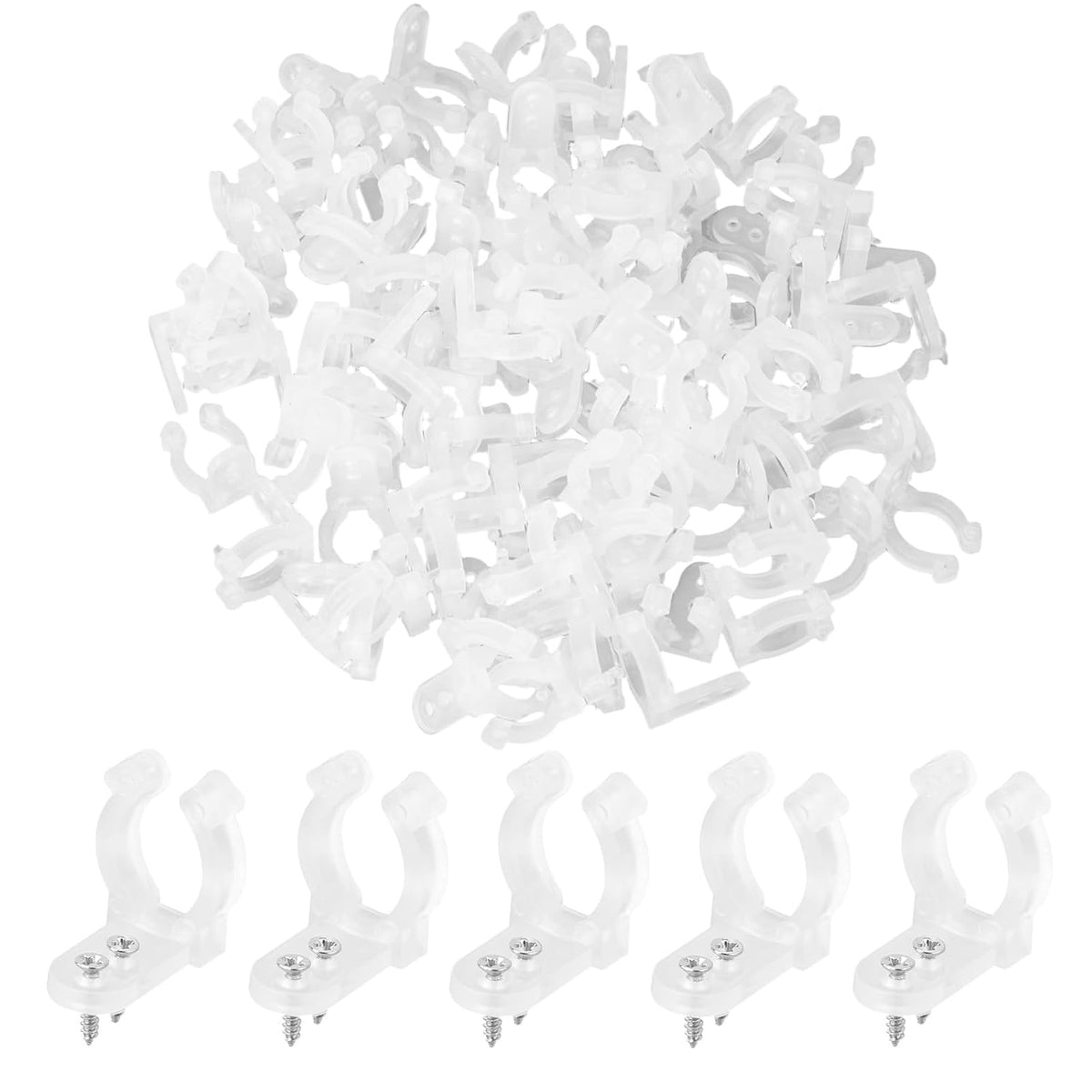 100Pcs Led Neon Rope Light Clips With 200Pcs Screws, 1 2 Inch Led Strip Hanging Mounting Transparent Light Hangers For Outside Outdoor Indoor Christmas & Wedding Decor Decorations
