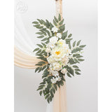 Wedding Arch, Artificial Flowers, Wedding Decor With Drapes (Set Of 4)?Be Suited To Banquet, Party, Wedding Decor Ceremony And Background Decoration (White)