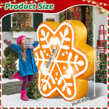 5Ft Christmas Inflatable Snowflake Gingerbread Blow-Up Giant Gingerbread Snowflake Built-In 3 Led Lights For Christmas I