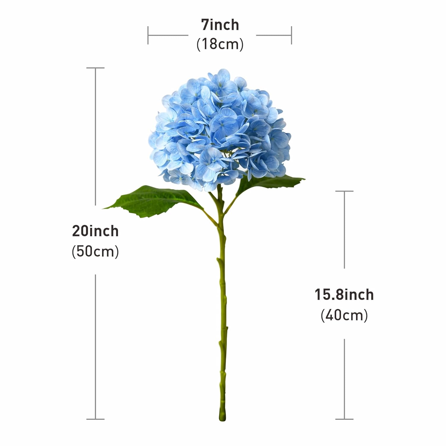 4Pcs 20 Inch Real Touch Hydrangea Artificial Flowers Faux Hydrangeas Realistic Fake Flowers With Stems For Vase Indoor Family Living Room Wedding Party Office Table Decoration (4, Light-Blue)