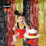 Black, Red & Gold Door Streamers — Metallic Fringe Curtain for Parties & Events