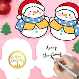 Merry Christmas Stickers Christmas Gold Foil Roll Seal Self-Adhesive Label 1000 Pcs 1" Round Xmas Envelope Card Gift Box Decoration