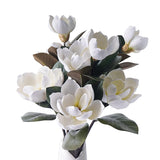 3Pcs Artificial Magnolia Flowers - 29.5" Long White Magnolia Stem Flower, Faux Wedding Flower Bouquet Vase Floral Arrangement For Table Centerpiece Wedding Holidays Party Home Decor