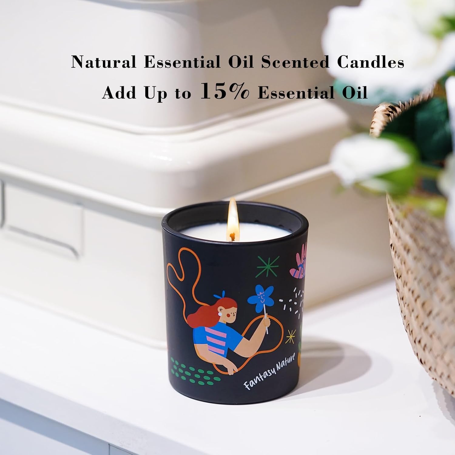 Lamron Moroccan Mint Tea Scented Candle - Cute Aesthetic Home Decor, 7.1Oz Coconut Soy Wax, Strong Refreshing Aromatherapy For Stress Relief, 45H Burn Time Gift