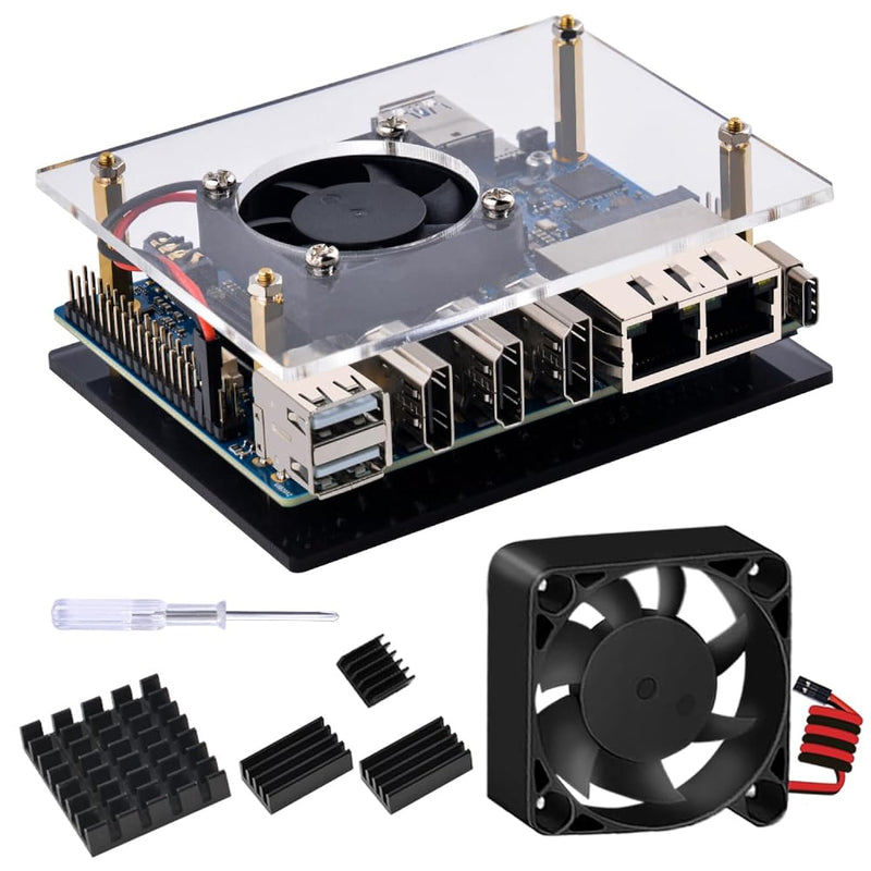 Orange Pi 5 Plus Case With 40Mm Fan,Orange Pi 5 Plus Cooling Fan With 4Pcs Alu