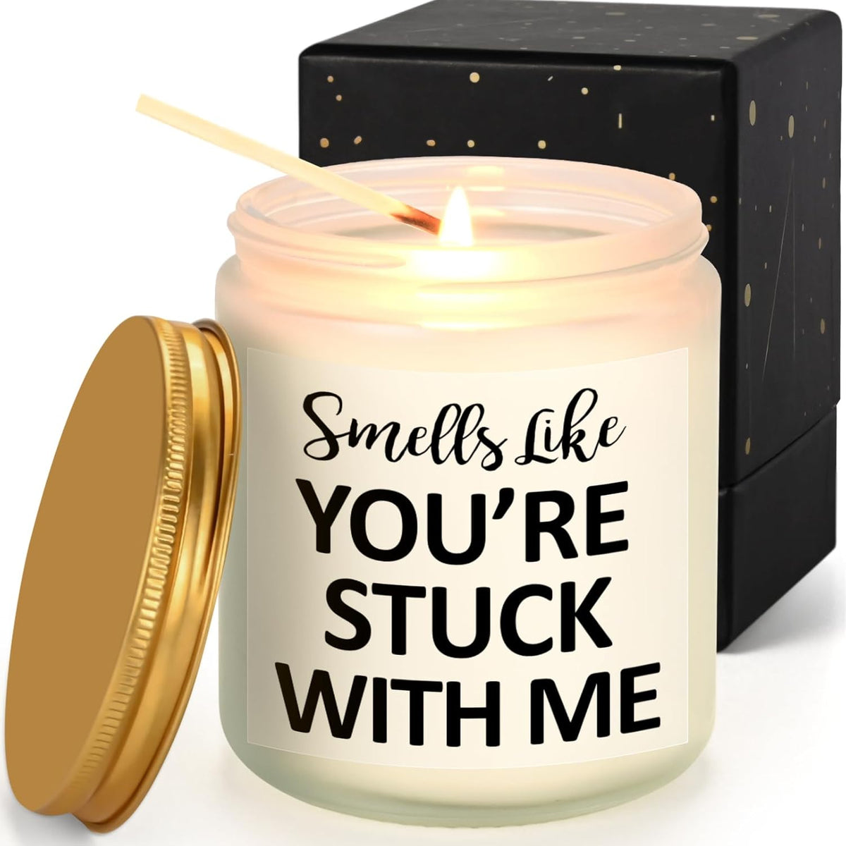 Girlfriend Gifts, Christmas Gifts For Girlfriend Boyfriend, Smells Like You'Re Stuck With Me Scented Candle, Unique Romantic Gifts For Her Him On Birthday Valentine'S Day(7 Oz, White)