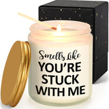 Girlfriend Gifts, Christmas Gifts For Girlfriend Boyfriend, Smells Like You'Re Stuck With Me Scented Candle, Unique Romantic Gifts For Her Him On Birthday Valentine'S Day(7 Oz, White)