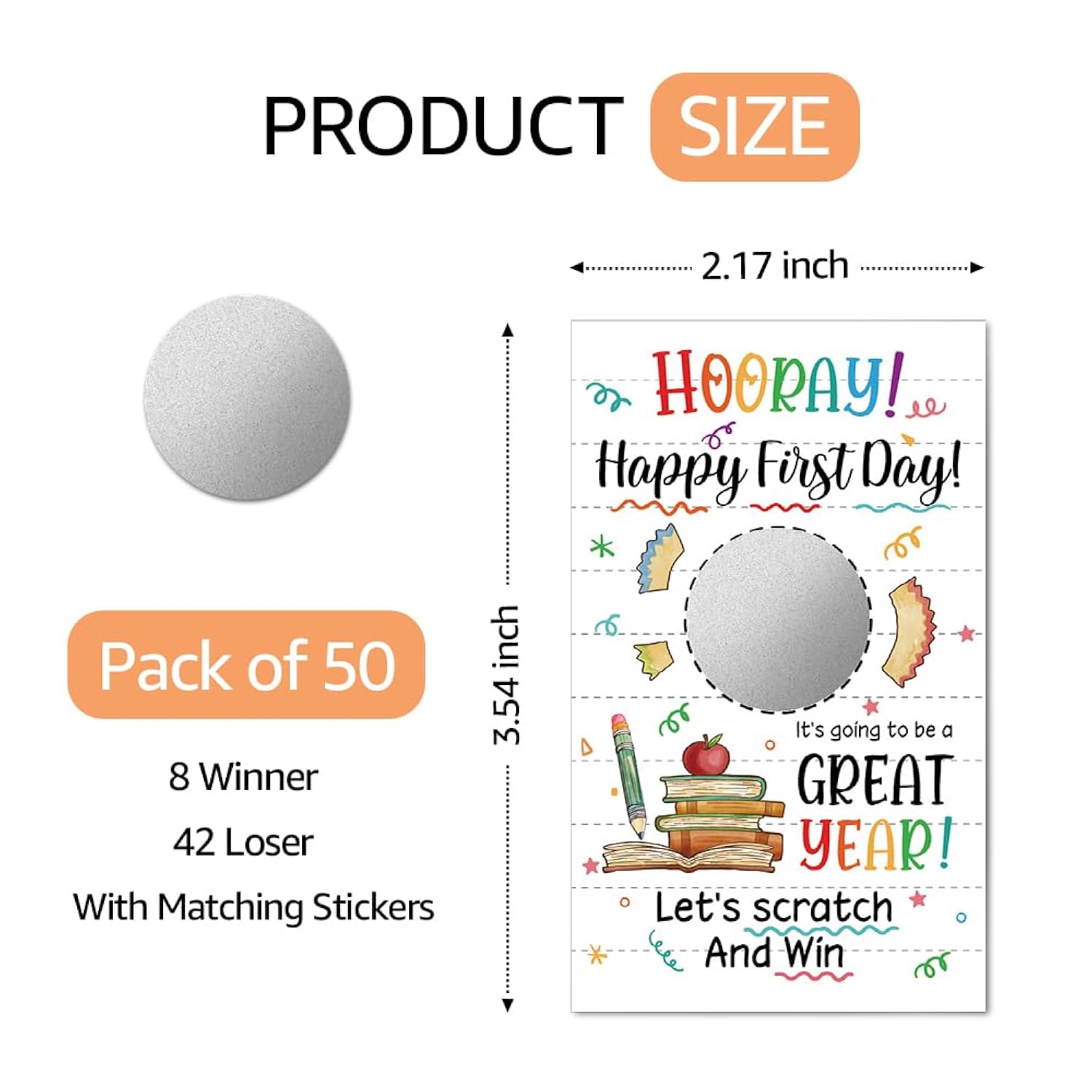 50Pcs Hooray Happy First Day Scratch Card, Funny New Year Scratch Off Game For Group Activity, New Year Raffle Tickets Party Supplies, Lottery Game Student Friends Gathering For Reading Lover