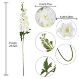 White Delphinium Artificial Flower 6Pcs Larkspur Silk Delphinium Flowers 29.52" Long Stem Fake Flower For Tall Vase Wedding Floral Arrangements Home Table Decor(White)