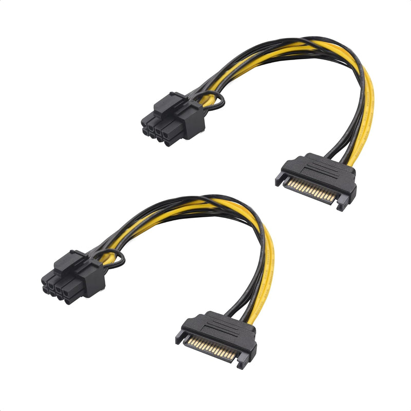 Cable Matters 2-Pack SATA to 6+2 Pin Power Cable 7 Inches, SATA to 8 Pin PCIe,