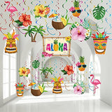 30pcs Luau Swirl Decorations Tropical Ceiling Decor for Beach Party