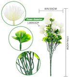 8Pack Artificial Outdoor Plants Flowers Uv Resistant Plastic Flowers Set Spring Garden Decor (8, White)