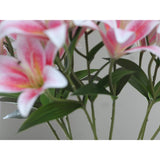6 Pack Artificial Lily Flowers Full Bloom Fake Latex Real Touch Artificial Flower Bouquets With 3 Heads Wedding Party Decor Home Décor (Rosy)