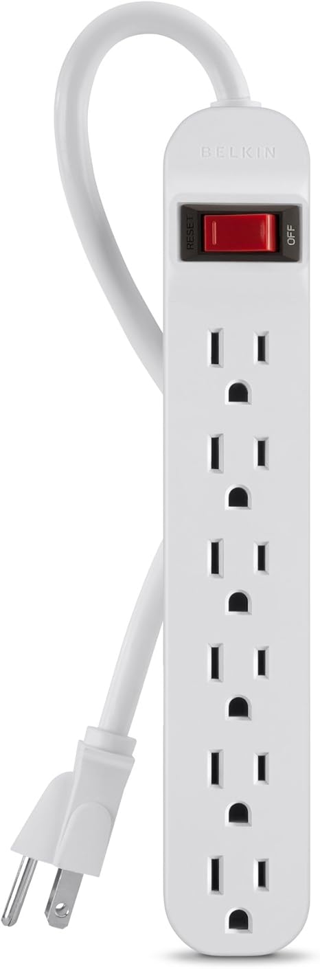 6 Outlet Power Strip 3FT Extension Cord Compact Flat Plug Outlet Extender for Home Office Travel