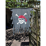 2Pcs Large Size 3Ft X 2.5Ft Retro And Weathered Linen Pirate Flag For Halloween Decorations, Pirate Party, Kids Room Décor (Black-1Pcs)