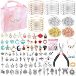 300Pcs Charm Bangle Bracelets Making Kit With Expandable Bangles, Charms, Jump Rings And Pliers For Jewelry Making Bangle Bracelets (With Gift Box And Tools)