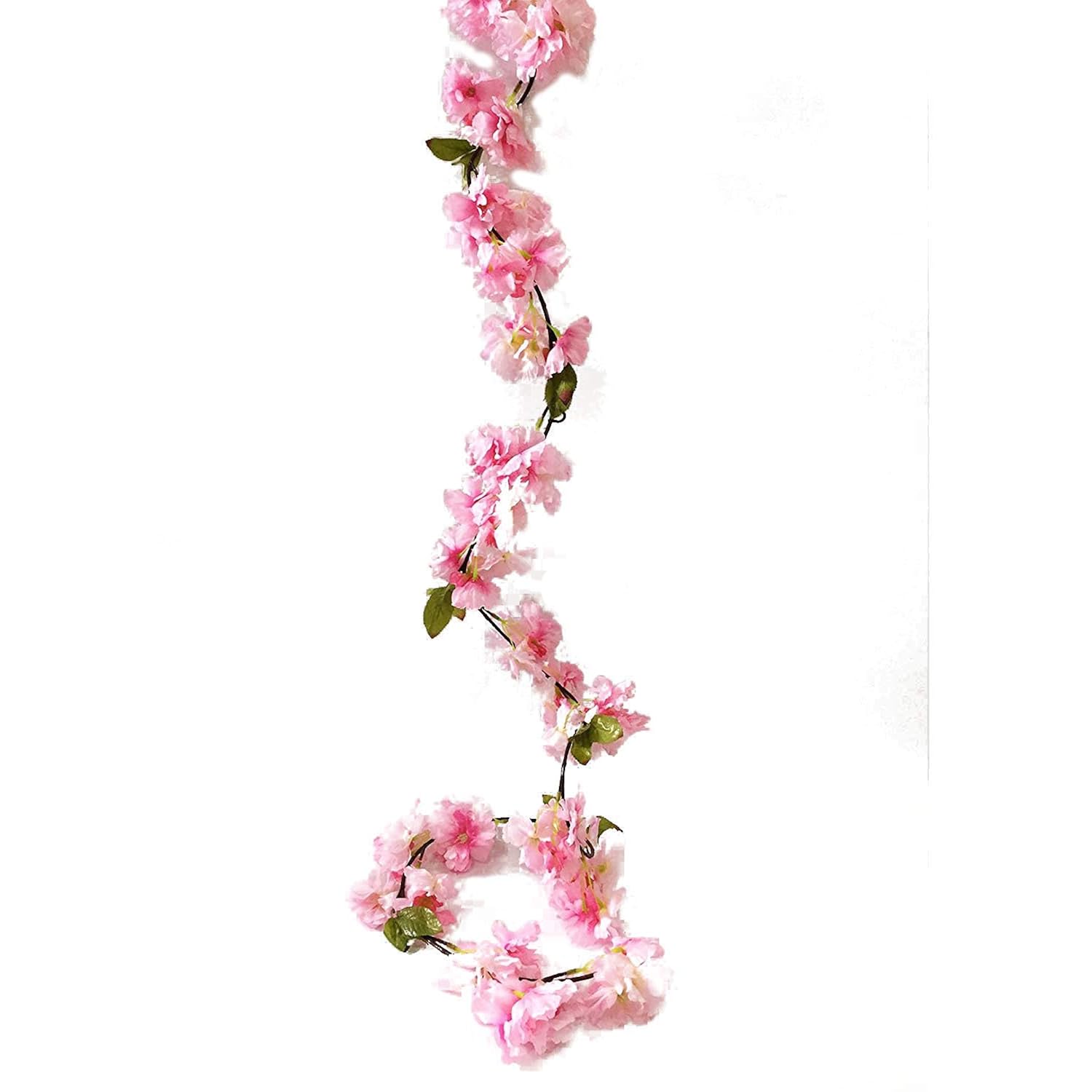 Artificial Cherry Blossom Vine Hanging Plants Faux Sakura Garland Fake Oriental Cherry Wreath Artificial Flower 5.8 Ft Light Pink