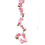 Artificial Cherry Blossom Vine Hanging Plants Faux Sakura Garland Fake Oriental Cherry Wreath Artificial Flower 5.8 Ft Light Pink