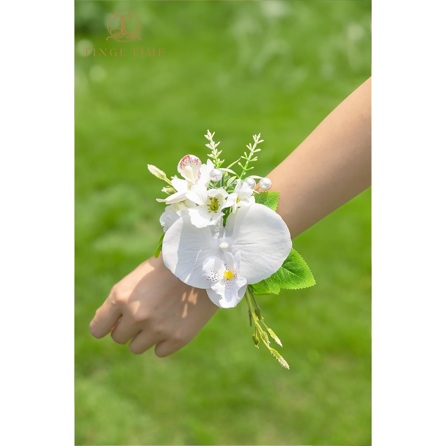 Set Of 2 Wrist Corsage Bracelets Pearl Wristlet Band Bridesmaid Bracelet For Wedding Ceremony Bridal Shower Wedding Artificial Flower Prom (Ivorywhite)