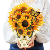 Forever Flower Bouquet Paper Pop Up Cards, 3D Greeting Cards With Note Card&Envelope For Families For Birthday,Father'S Day, Any Festival. Wedding (Sunflowers (Life Sized))