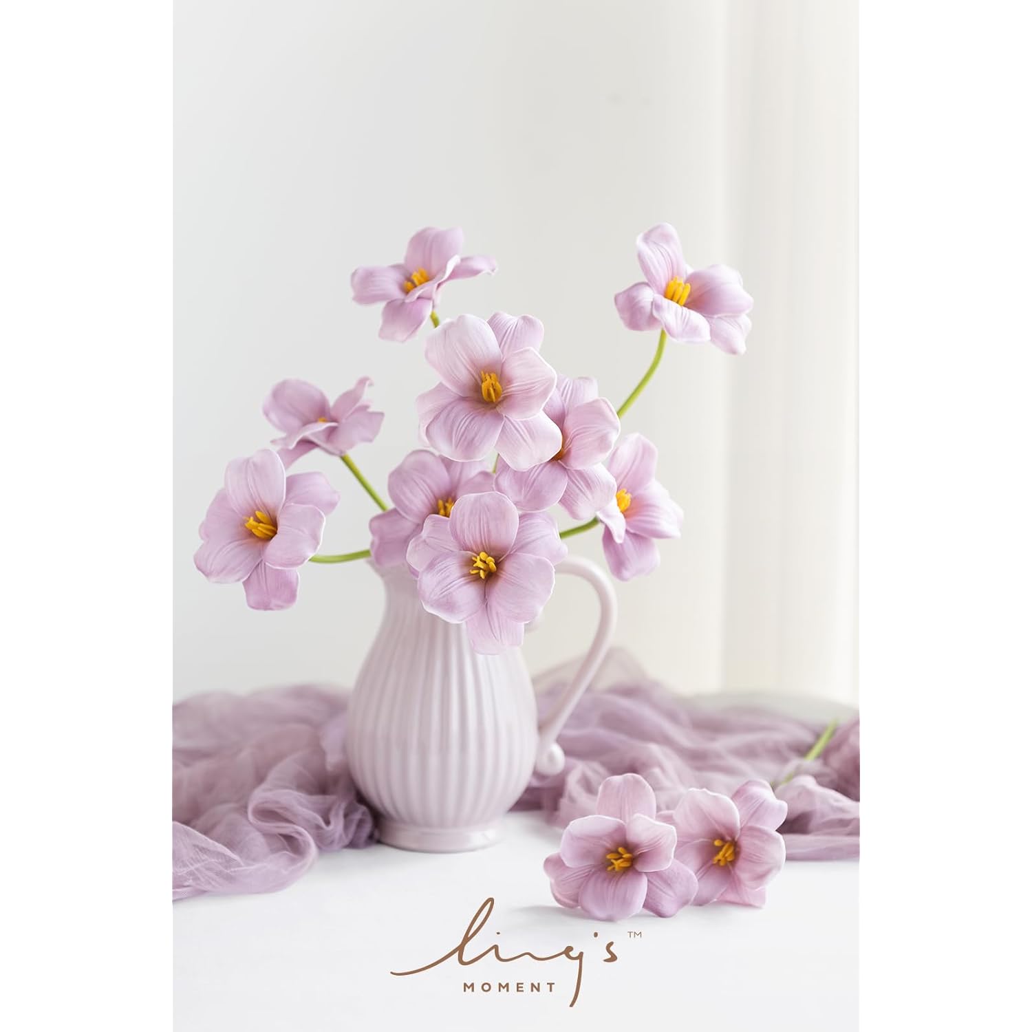Tulips Artificial Flowers, 12Pcs Fake Tulip Faux Pu Foam Greenery Stems Plant For Diy Wedding Bouquets Centerpieces Arrangements Bridal Shower Party Home Decorations, Pale Lavender