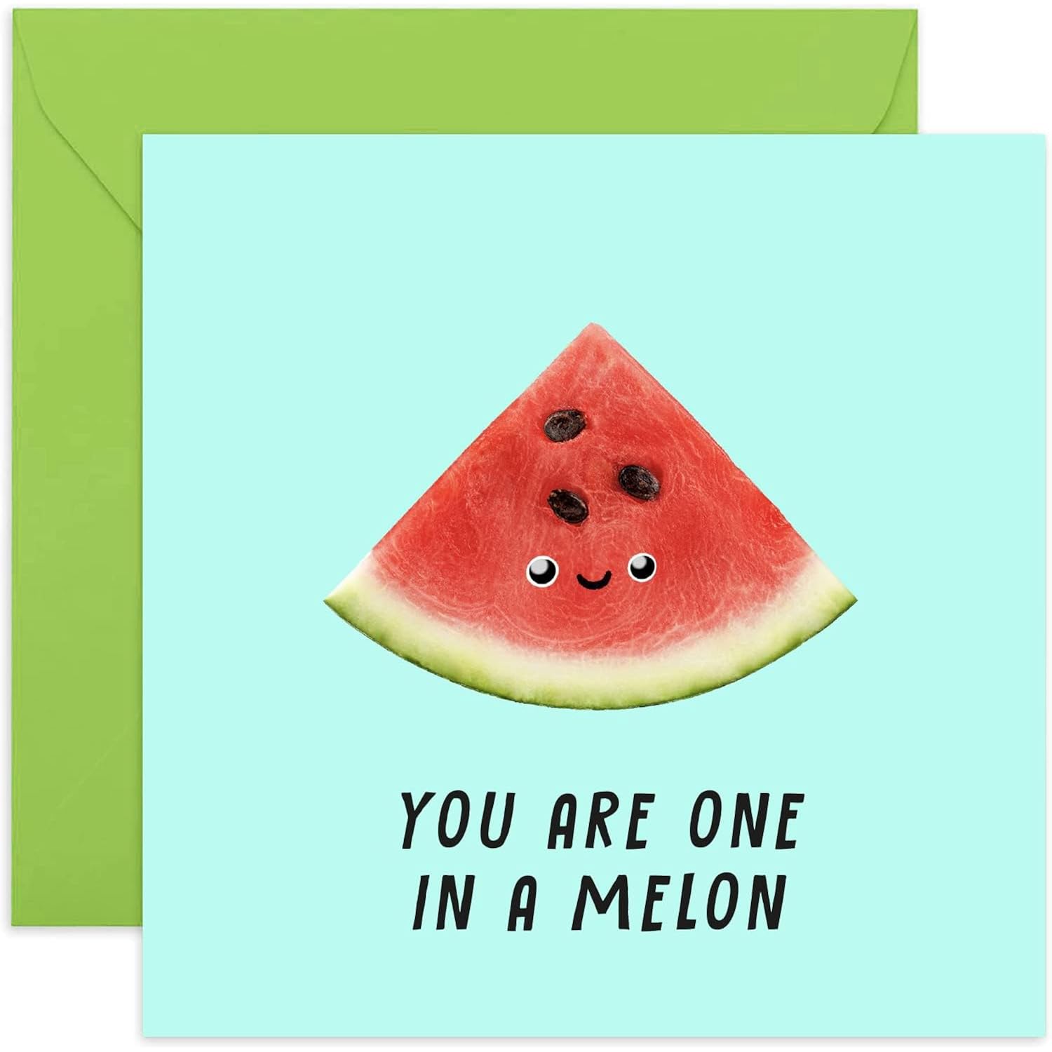 Old English Co. Fun Watermelon Thank You Card - 'One In A Melon' Well Done Card For New Job, Exam Results, Driving Test - For Him Her Brother Sister Mum Dad | Blank Inside With Envelope