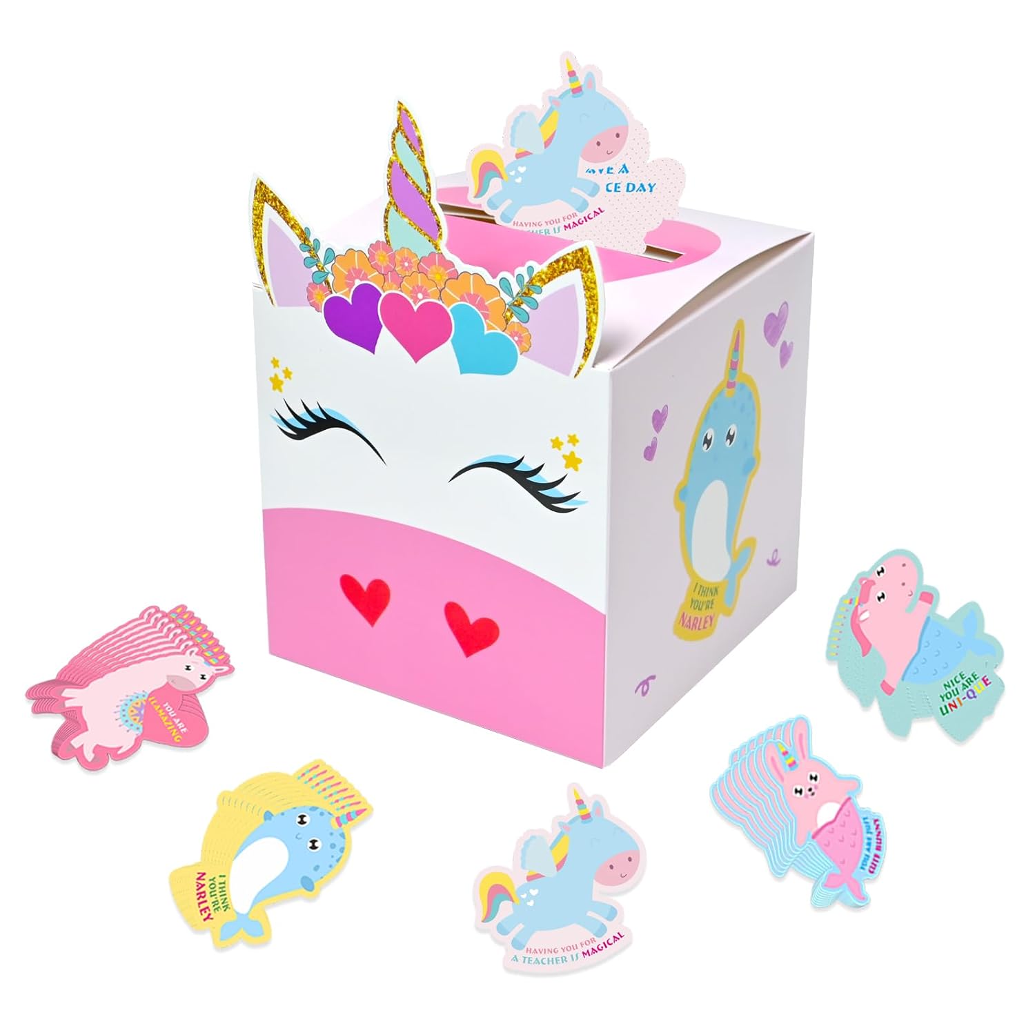 Valentines Cards For Kids Classroom Valentines Day For Kids Exchange Include1 Mailbox, 32 Valentine Cards, 1 Teacher Card (Cards Style A)