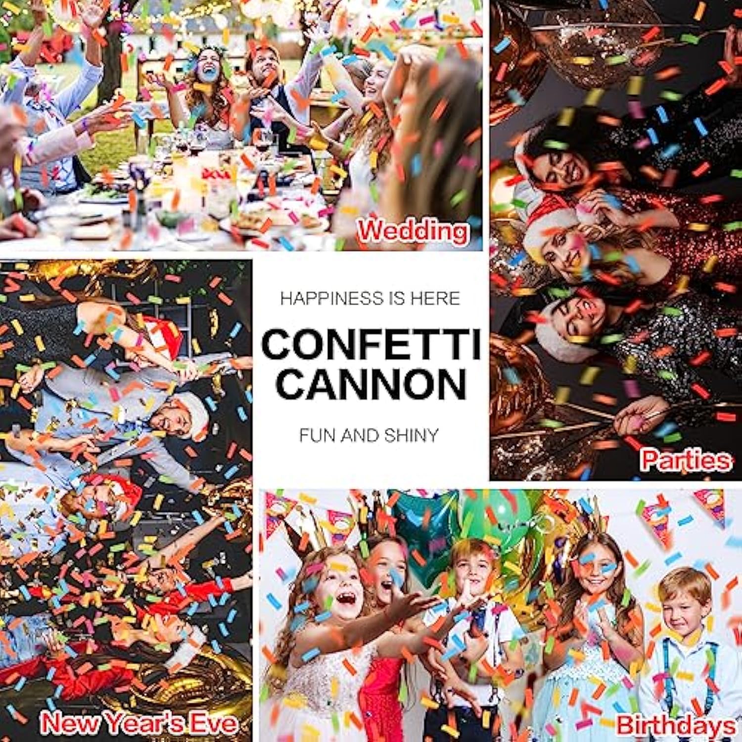 12 Pack Multicolor Biodegradable Confetti Cannons for Party Celebrations