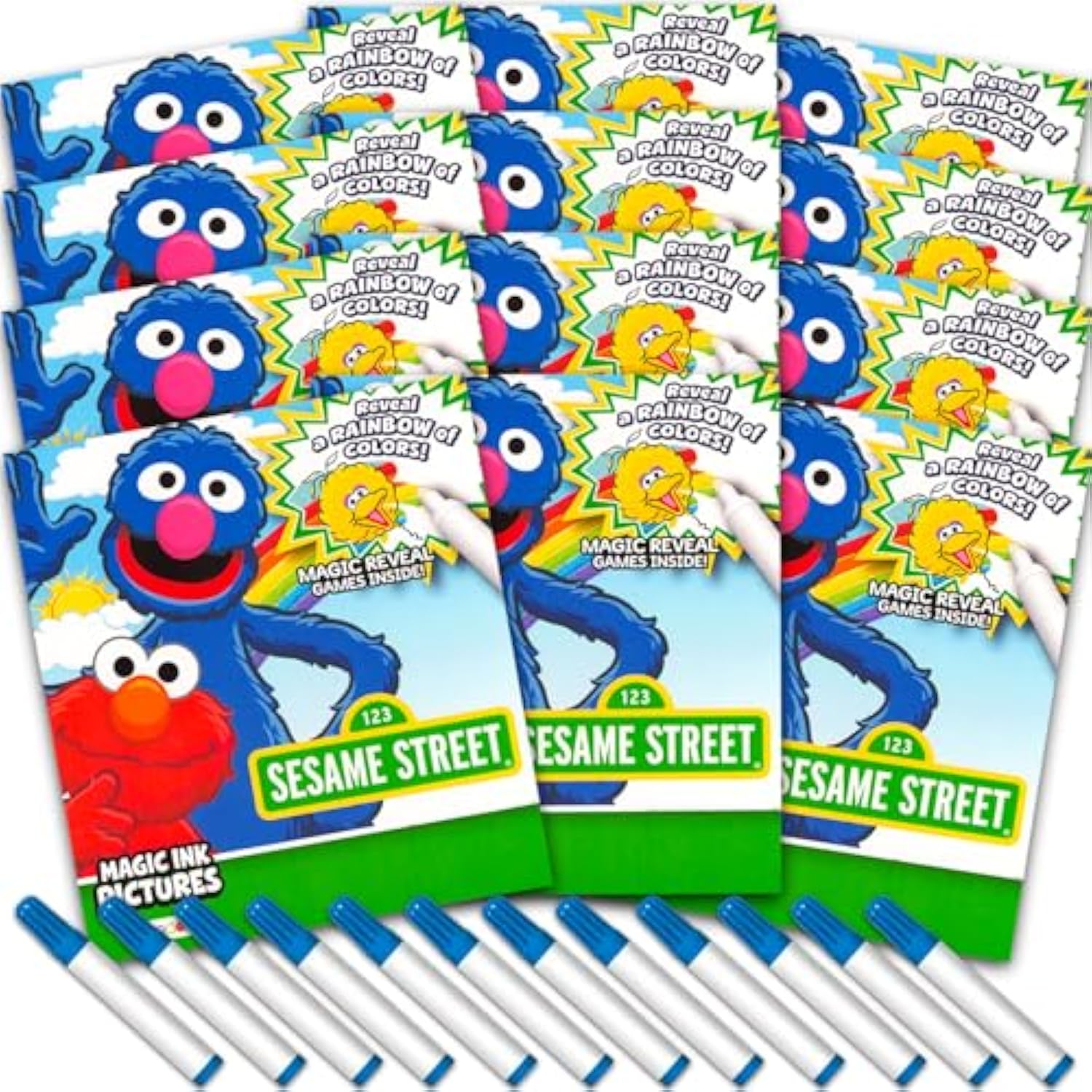 Sesame Street Imagine Ink Coloring Book Set For Girls Boys - 12 Pack No Mess Coloring Books | Elmo Sesame Street Party Supplies