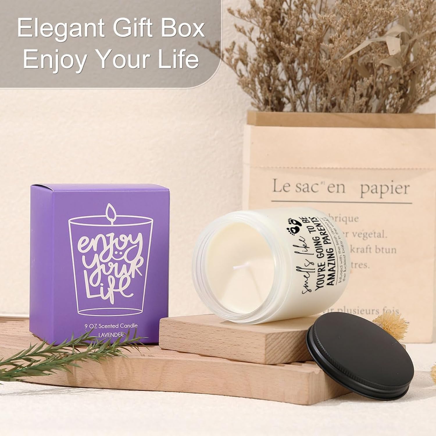 New Parents Gifts For Couples New Mom Dad - Pregnancy For Expecting Mom - Gender Reveal Gifts Expecting Parents To Be Unique - Scented Candles Lavender